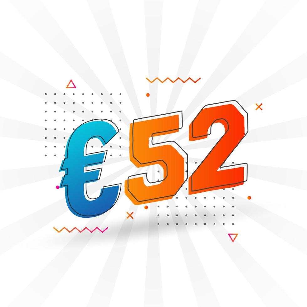 52 euro valuta vector tekst symbool. 52 euro Europese unie geld voorraad vector