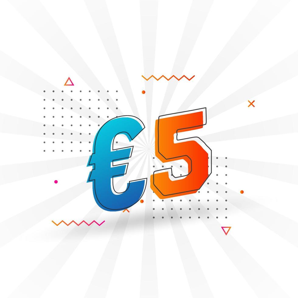 5 euro valuta vector tekst symbool. 5 euro Europese unie geld voorraad vector