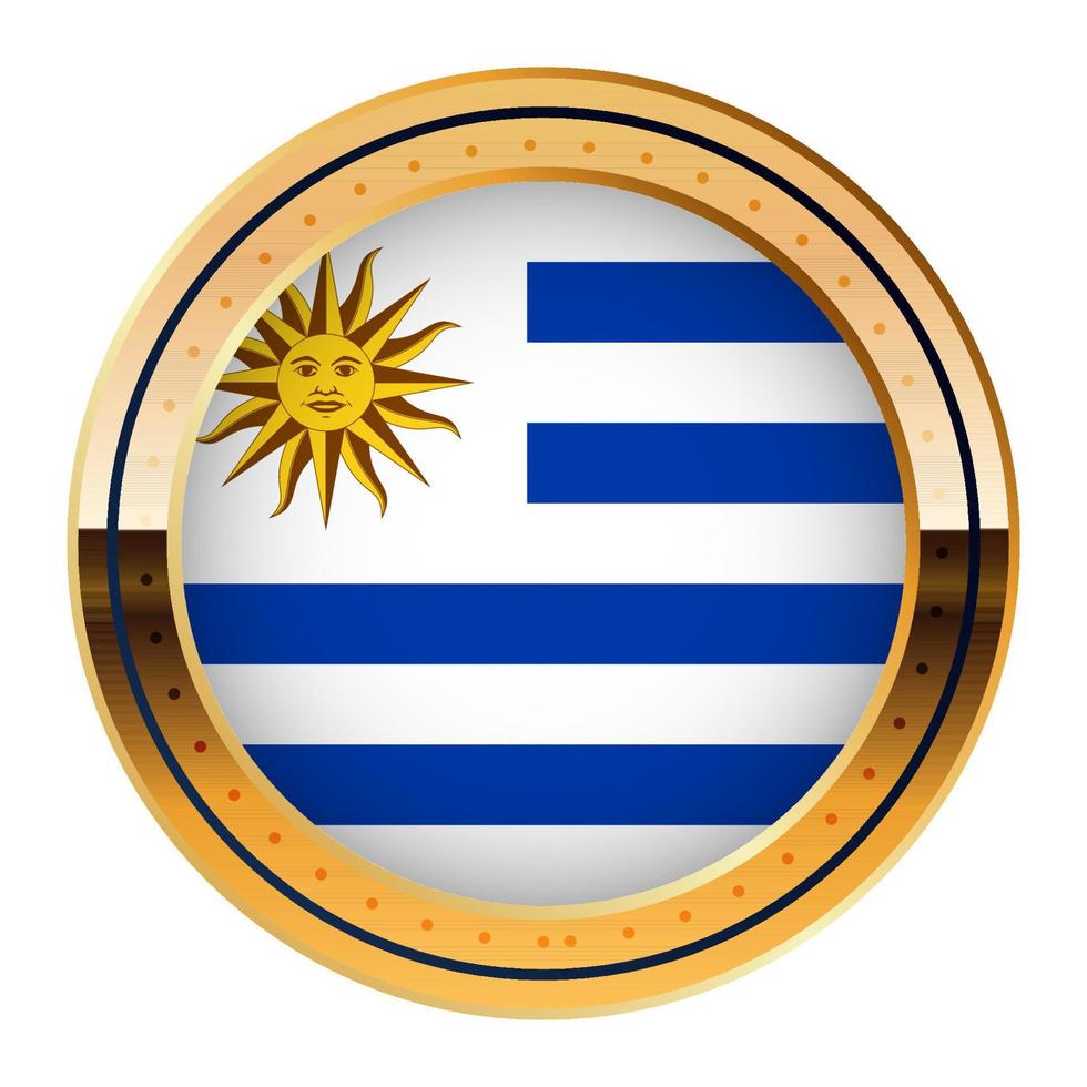 Uruguay vlag embleem, goud medaille model, wereld kop vlag, lager derde icoon vector