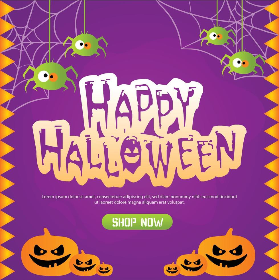 gelukkig halloween partij posters en pompoenen in papier besnoeiing stijl vector