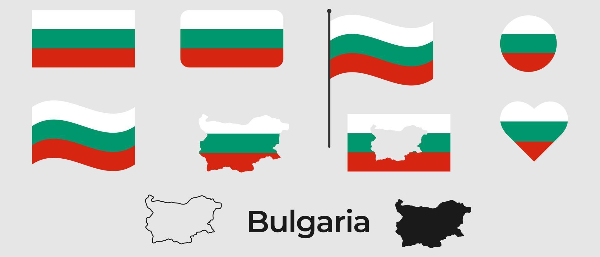 vlag van bulgarije. silhouet van bulgarije. nationaal symbool. vector