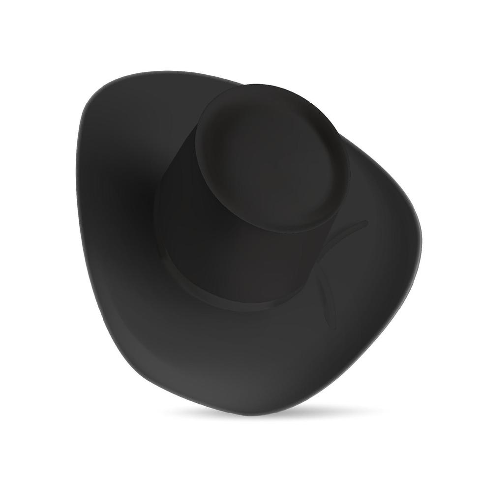 vector 3d realistisch cowboy zwart hoed met schaduw geïsoleerd Aan wit achtergrond.