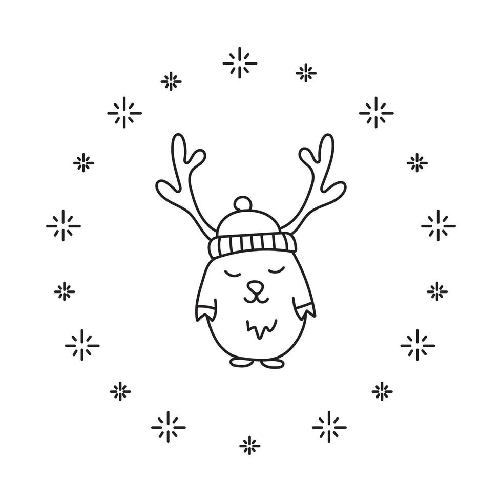 Kerstmis rendier - een hand- getrokken vector illustratie