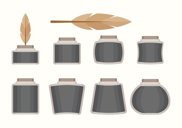 Flat Inktpot Set vector