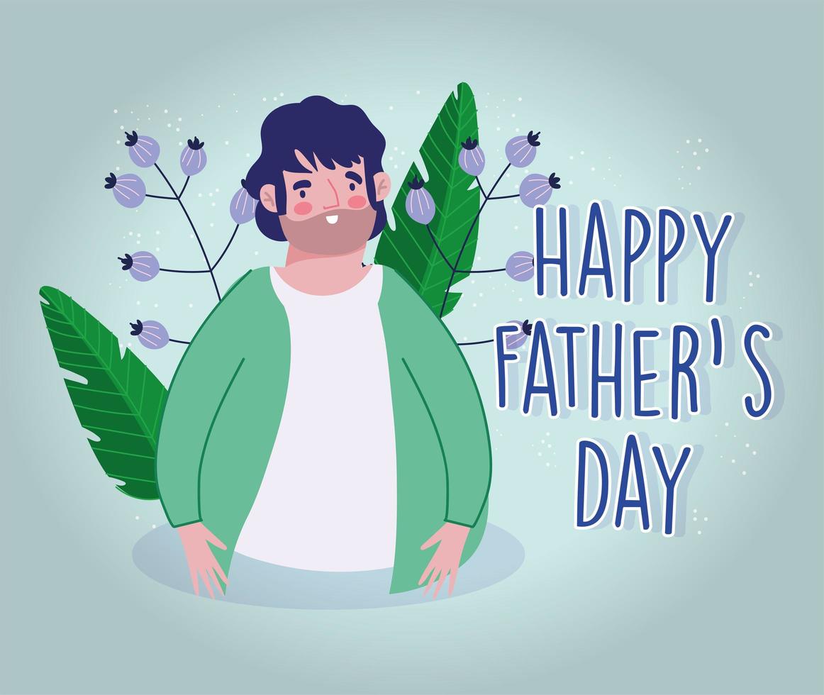 papa cartoon met bloemendecoratie vector