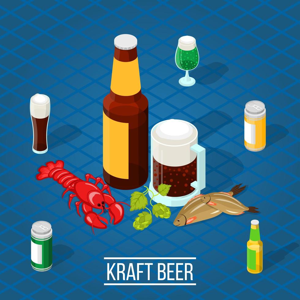 isometrische kraft bier poster vector