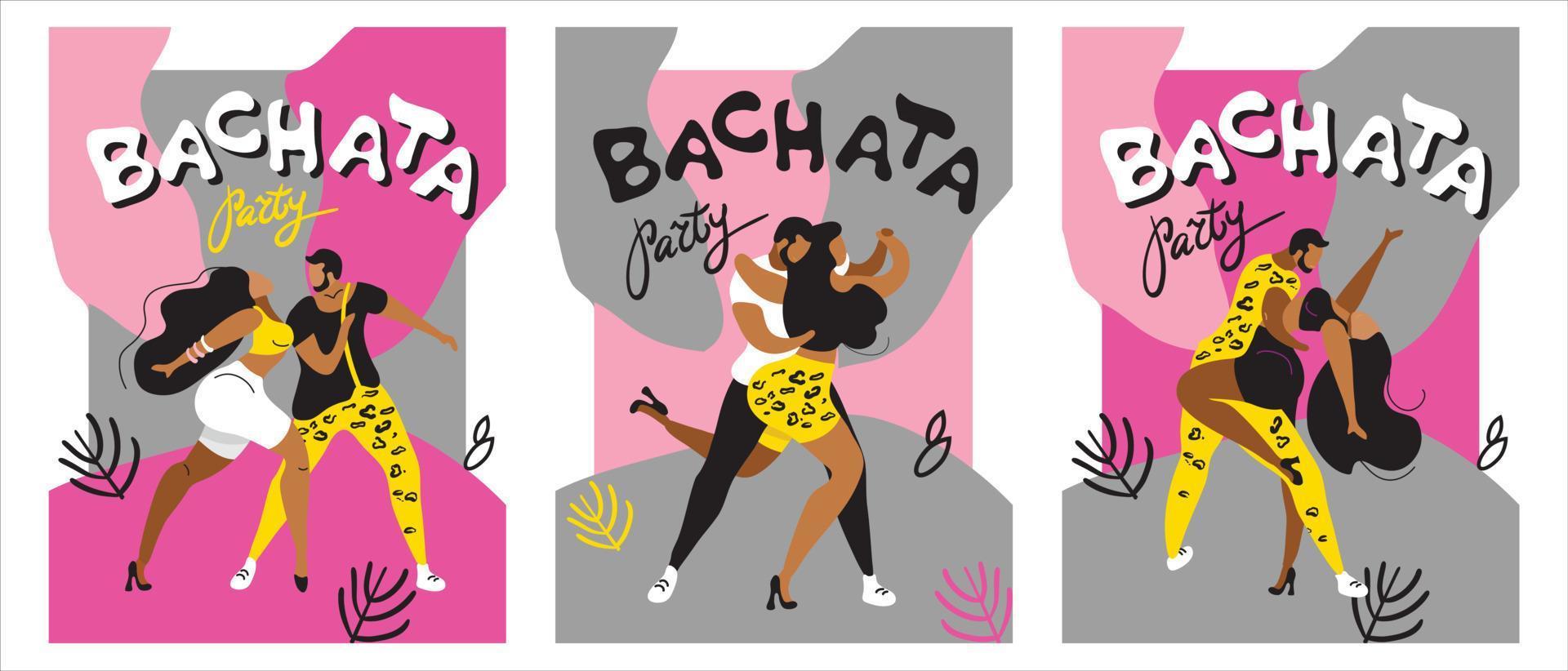 een reeks van vector posters Aan de thema van Latijns dansen. de illustratie is geschikt voor een poster, een folder van de evenement. ook van toepassing voor andere dansen Salsa, kizomba, merengue en anderen