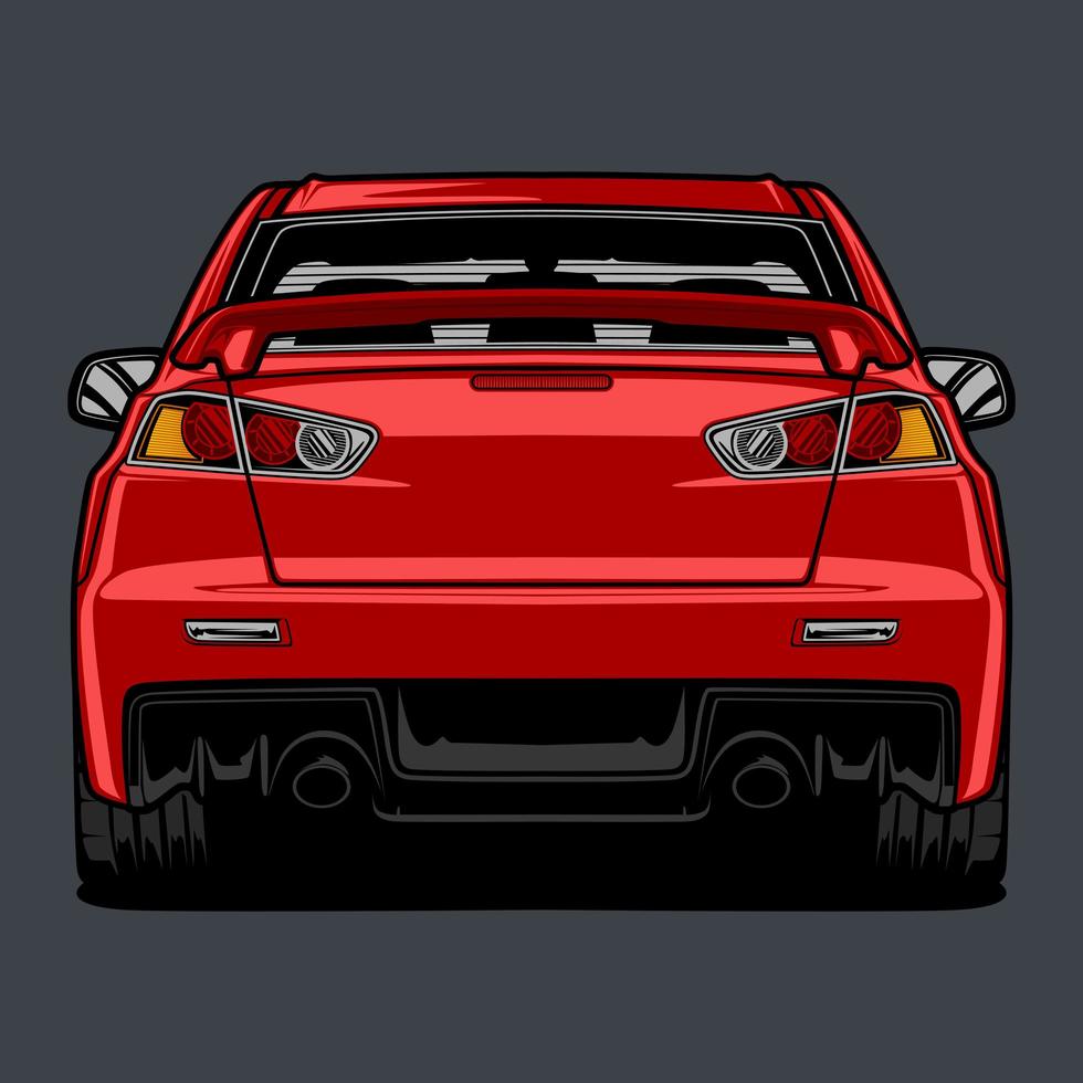 achteraanzicht rode auto tekening vector