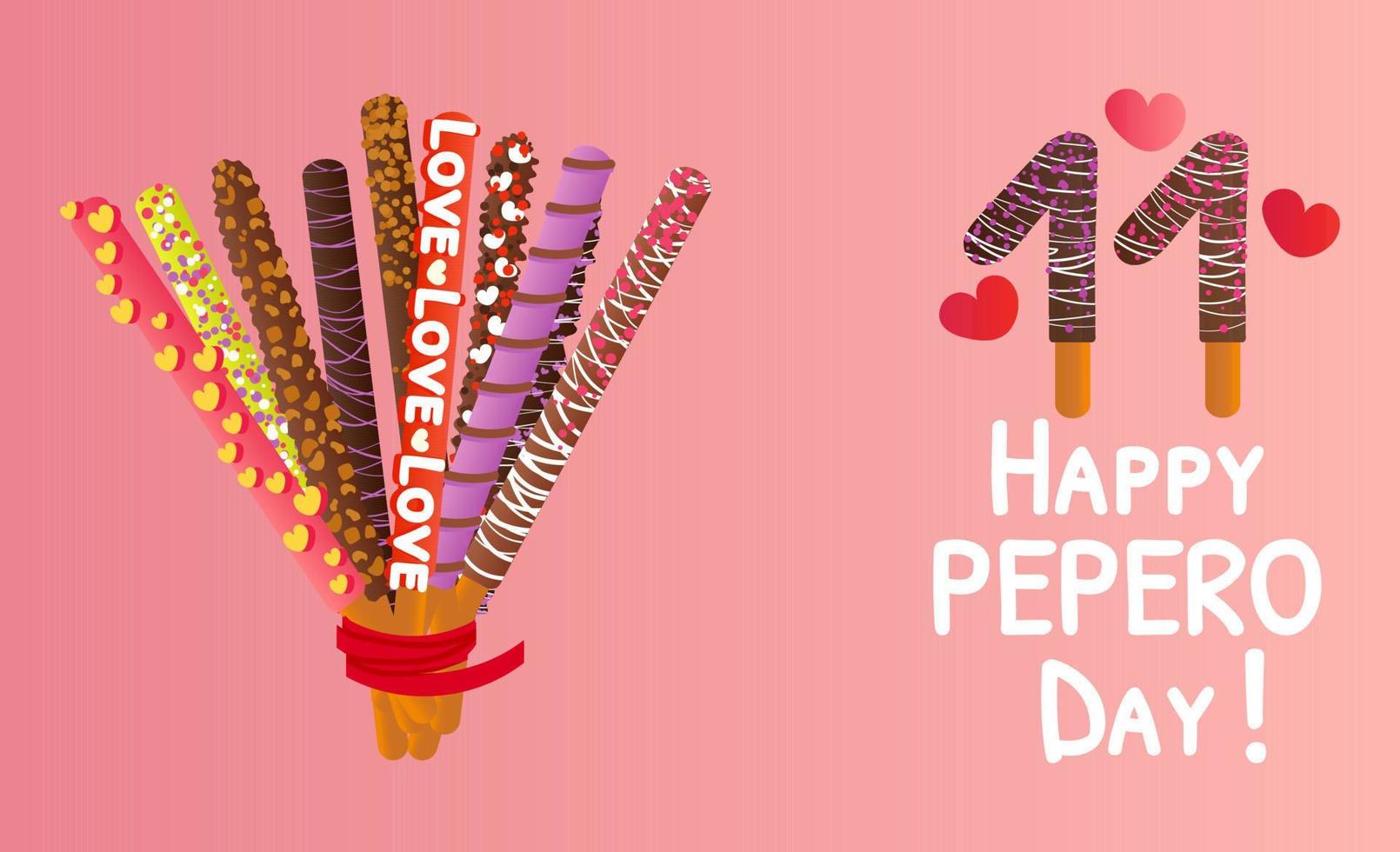 gelukkig pepero dag achtergrond vector illustratie Aan roze