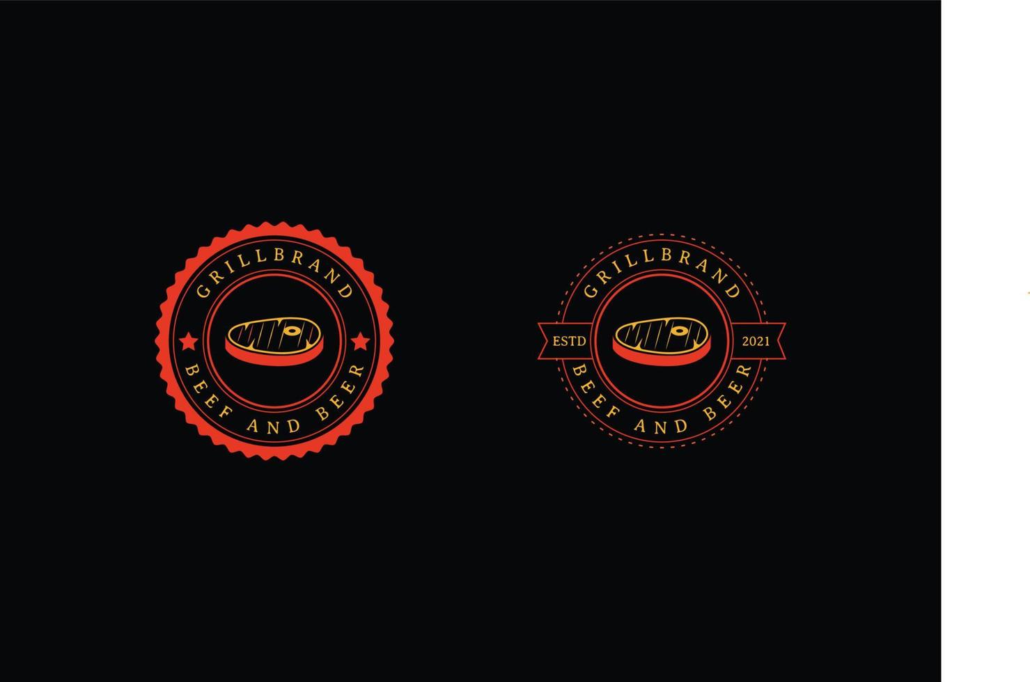 wijnoogst steak huis en barbecue restaurant ontwerp logo sjabloon. vector