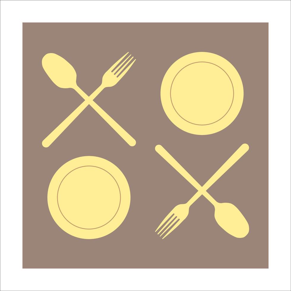 bord, lepel, vork en mes bestek vector ontwerp