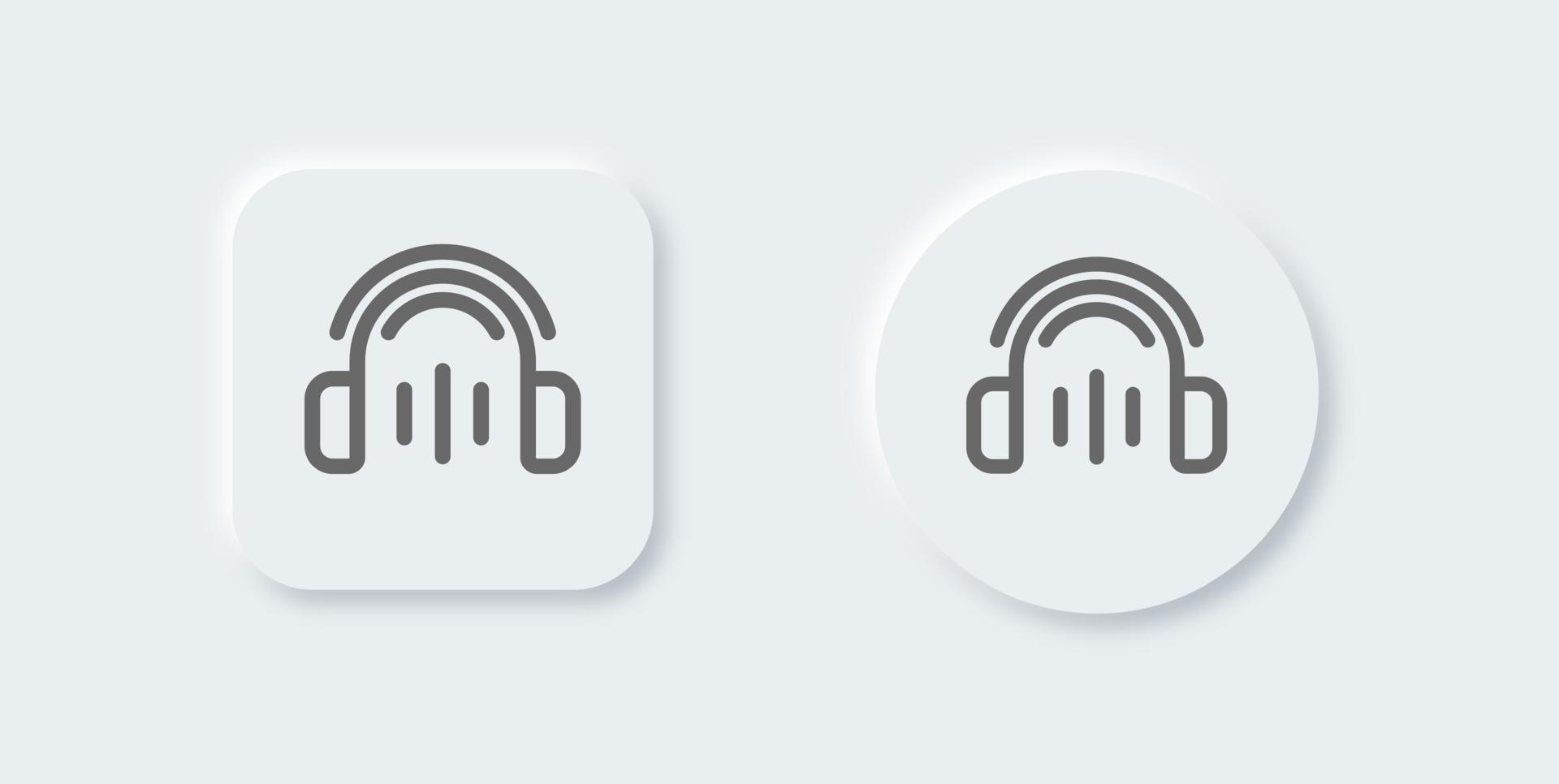 hoofdtelefoons lijn icoon in neomorf ontwerp stijl. oortelefoons tekens vector illustratie.