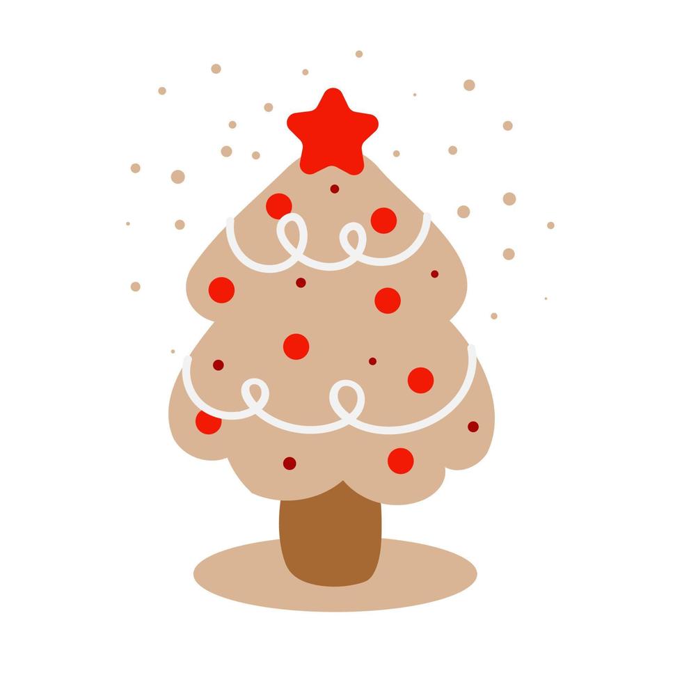 illustratie van schattig Kerstmis boom Aan wit achtergrond. vector illustratie van feestelijk Kerstmis boom. gelukkig winter vakantie kaart of poster sjabloon