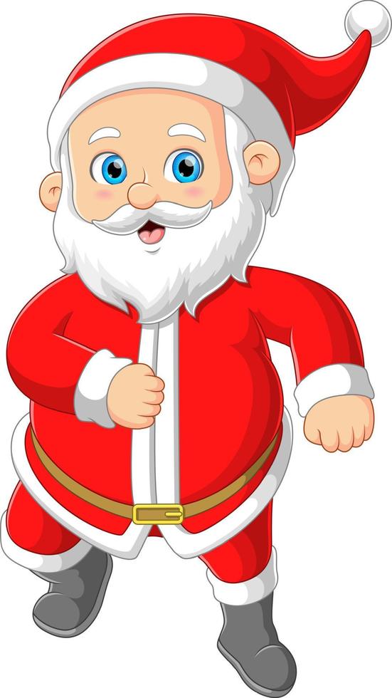 de de kerstman claus is heel gelukkig en het uitvoeren van dans in voorkant van kinderen vector