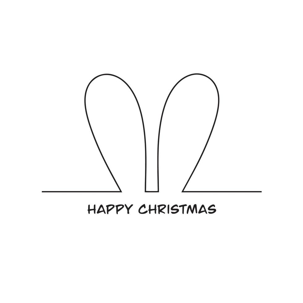 doorlopend tekening van een single konijn lijn. Kerstmis kaart in de stijl van licht kunst met een konijn. minimalistische contour illustratie van een konijn voor ontwerp vector