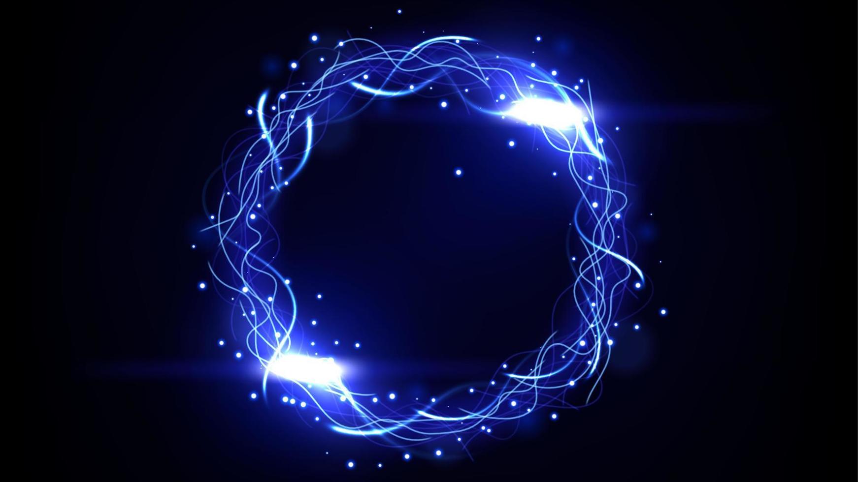 blauw cirkel bliksem ring met vonken effect. breedbeeld vector illustratie