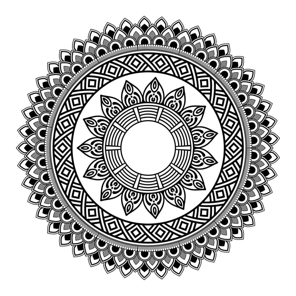 mandala, mandala patroon stencil krabbels, ronde ornament patronen voor henna, mehndi, tatoeëren, kleur boek bladzijde vector