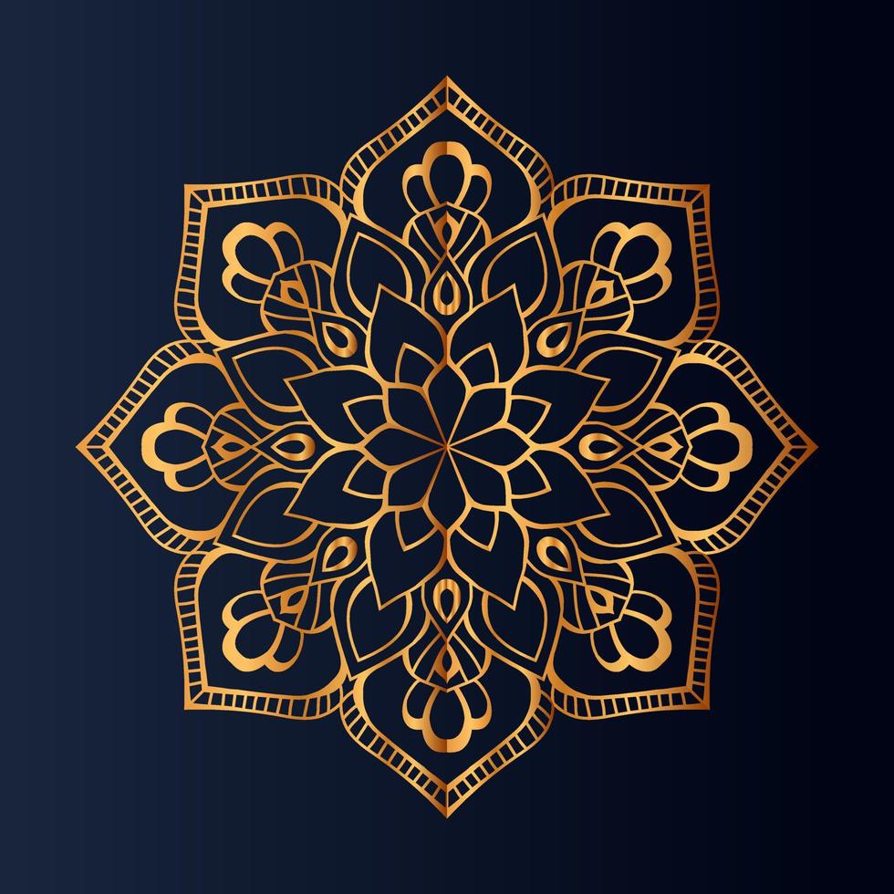 luxe goud bloemen mandala arabesk patroon voor afdrukken, poster, omslag, brochure, folder, oosters stijl sier- ronde kant ornament vector