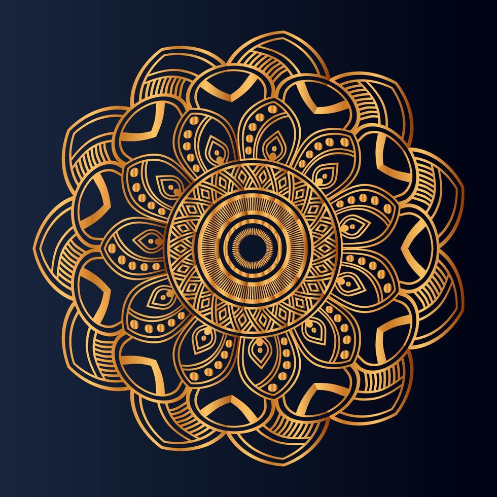 luxe goud bloemen mandala arabesk patroon voor afdrukken, poster, omslag, brochure, folder, oosters stijl sier- ronde kant ornament vector