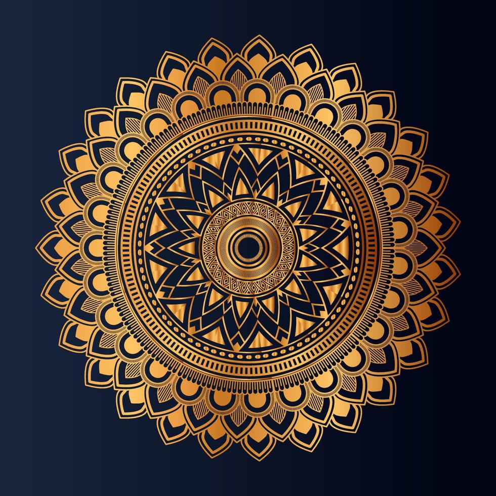 luxe goud bloemen mandala arabesk patroon voor afdrukken, poster, omslag, brochure, folder, oosters stijl sier- ronde kant ornament vector