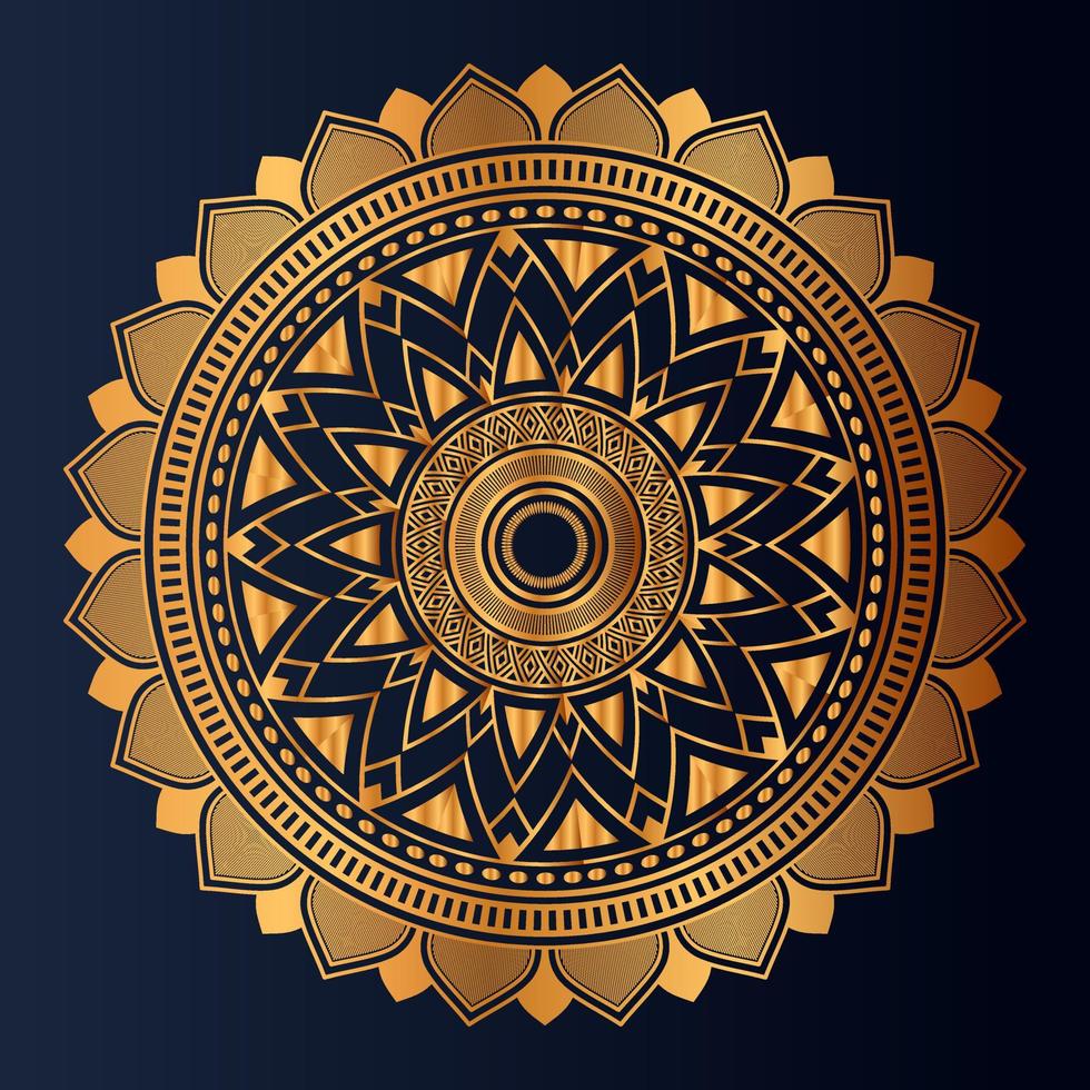 luxe goud bloemen mandala arabesk patroon voor afdrukken, poster, omslag, brochure, folder, oosters stijl sier- ronde kant ornament vector