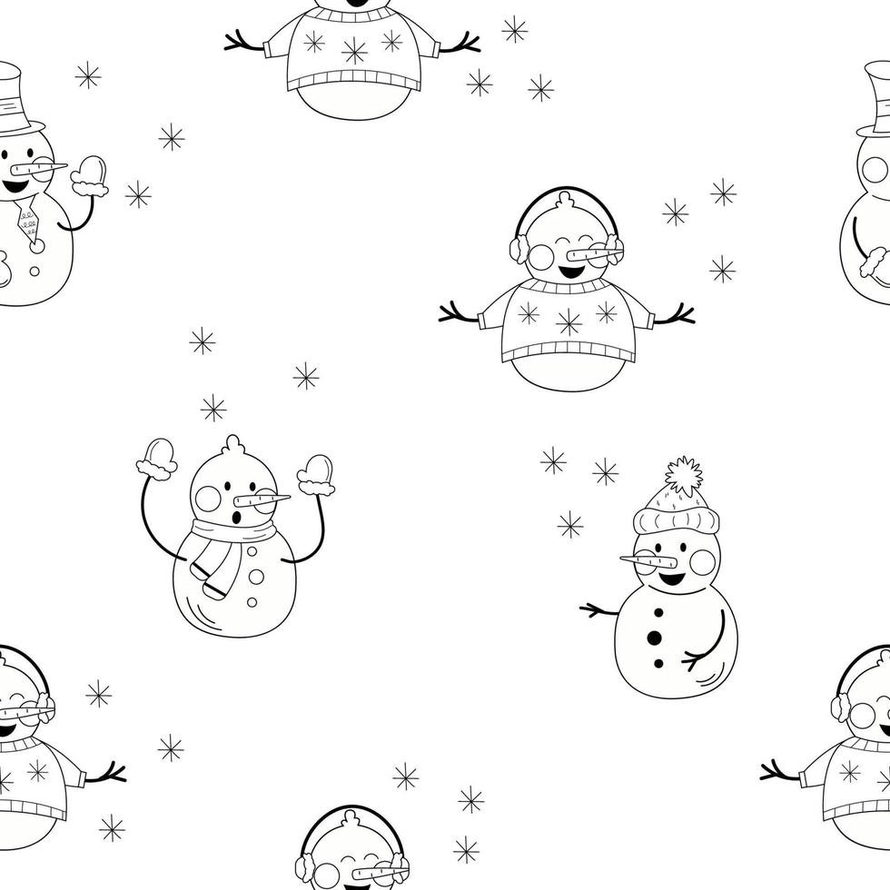 patroon met sneeuwman schets. vector