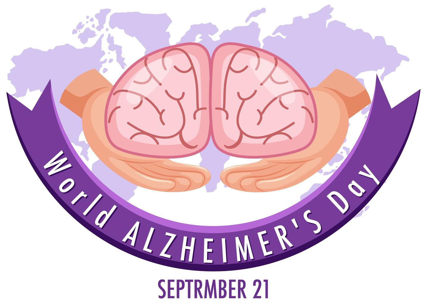 Wereld Alzheimer's Day-logo of banner met hersenen vector