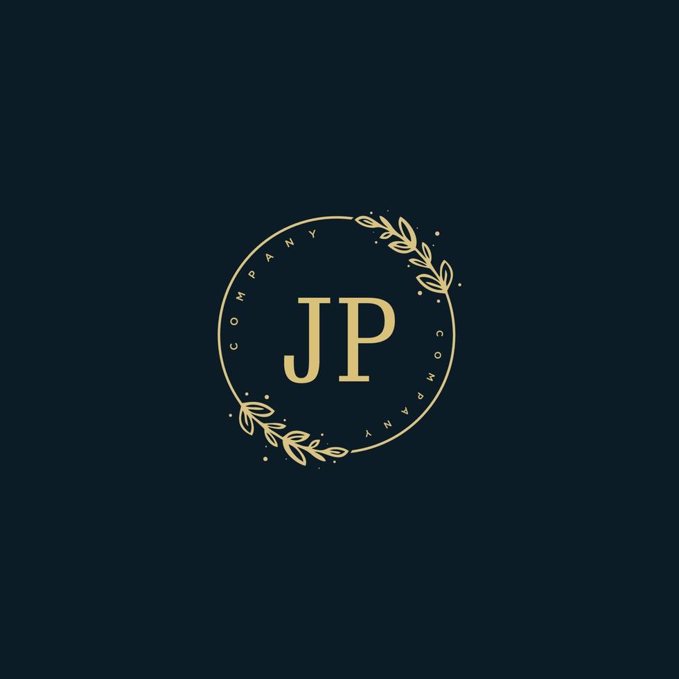 eerste jp schoonheid monogram en elegant logo ontwerp, handschrift logo van eerste handtekening, bruiloft, mode, bloemen en botanisch met creatief sjabloon. vector