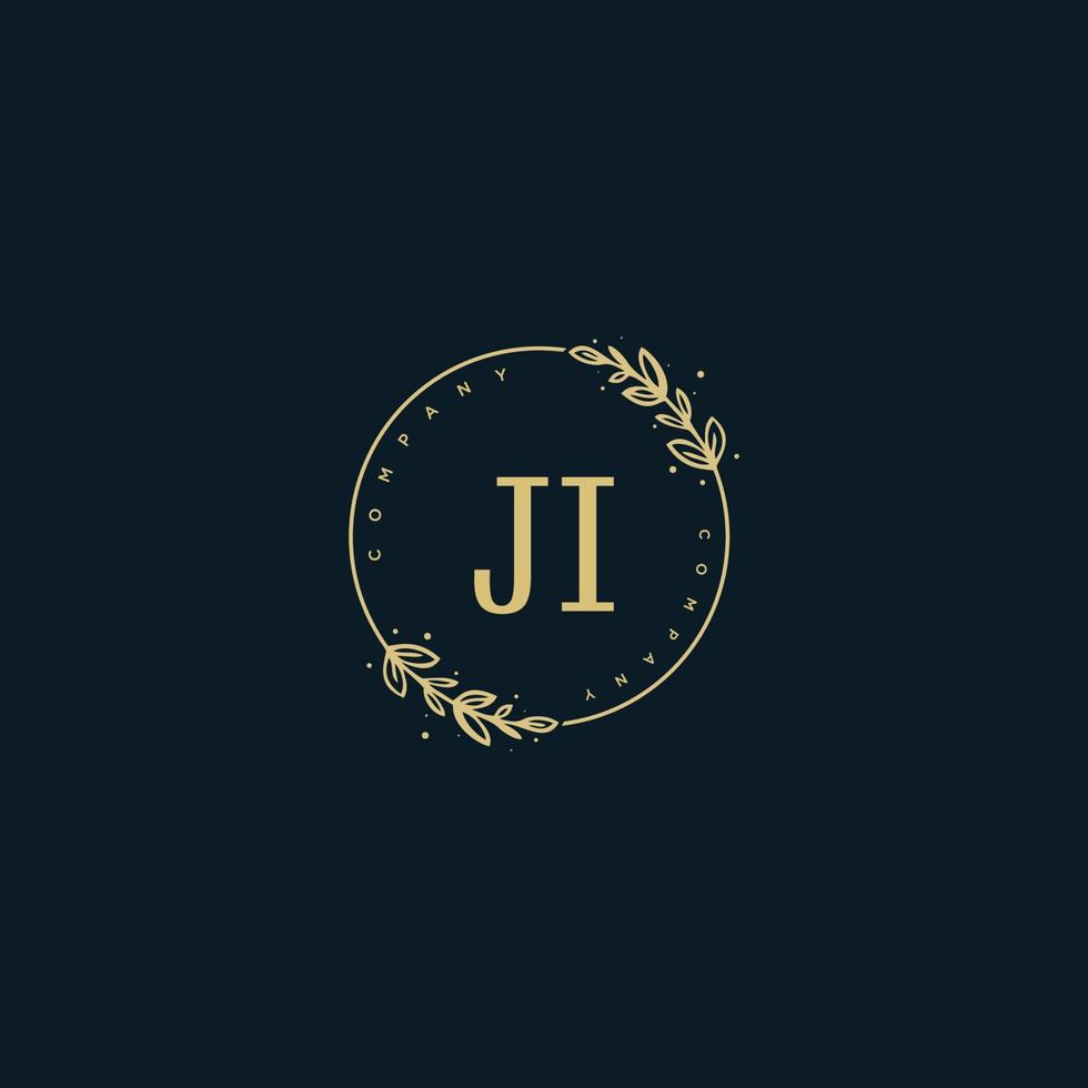 eerste ji schoonheid monogram en elegant logo ontwerp, handschrift logo van eerste handtekening, bruiloft, mode, bloemen en botanisch met creatief sjabloon. vector