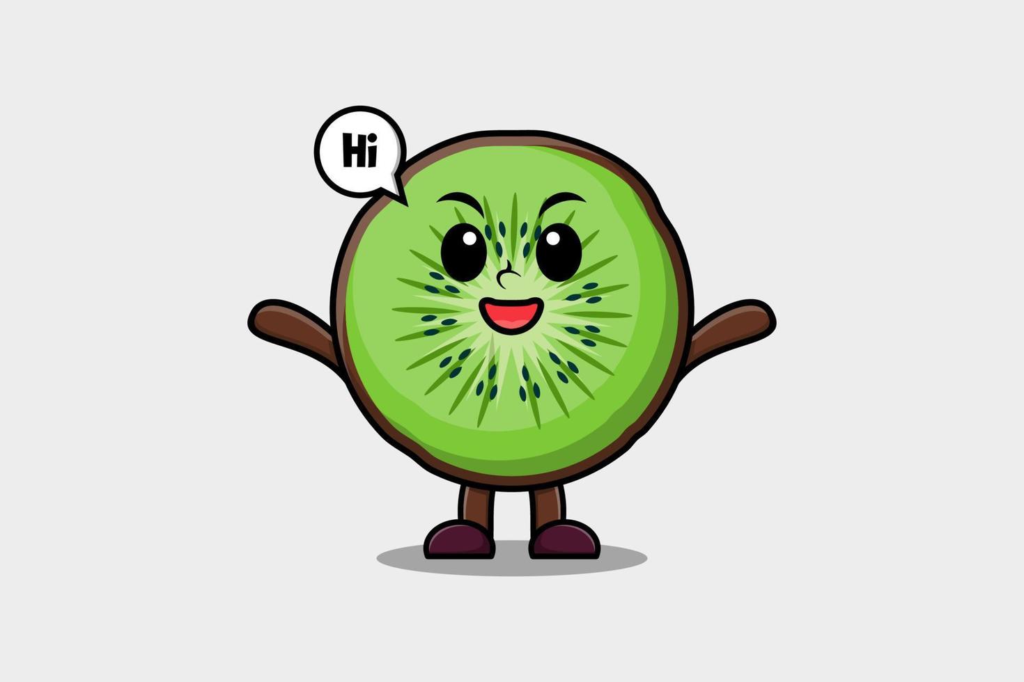 schattig tekenfilm kiwi fruit met gelukkig uitdrukking vector