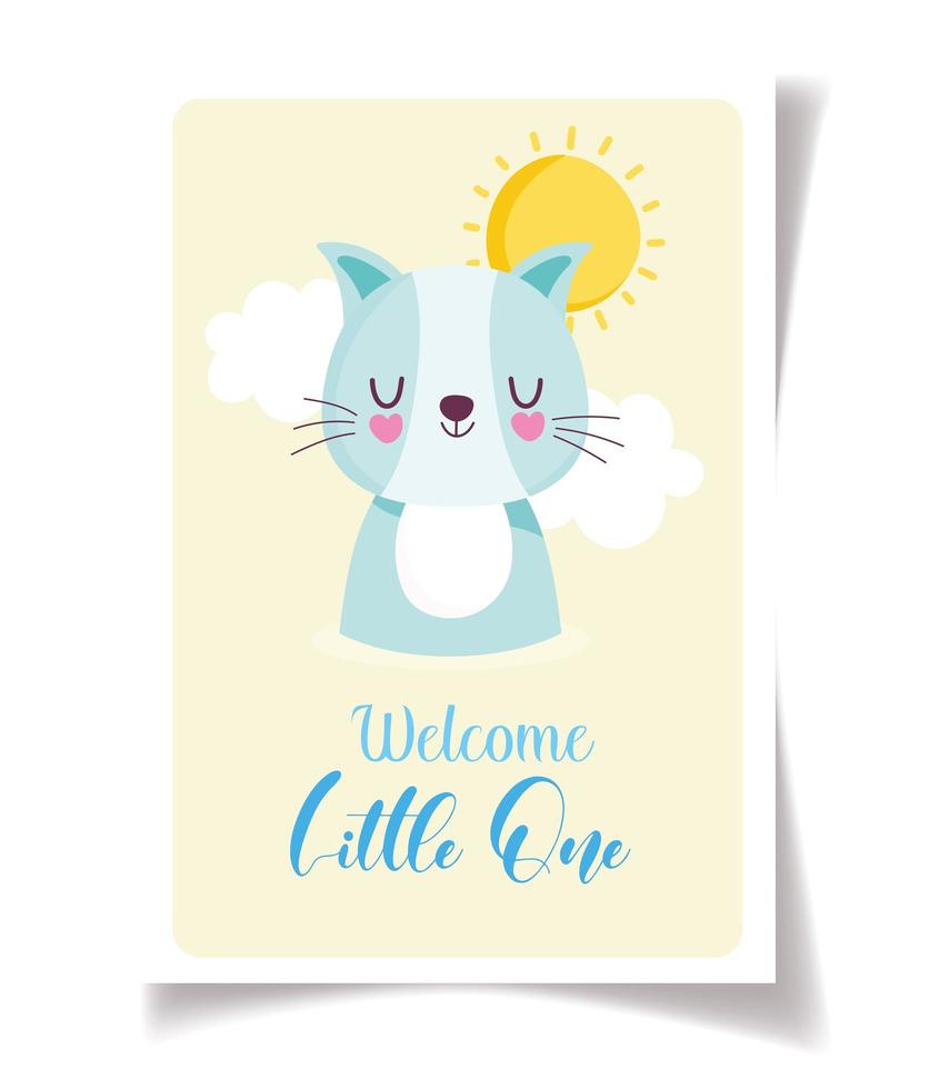 baby shower kaartsjabloon met schattige kat vector