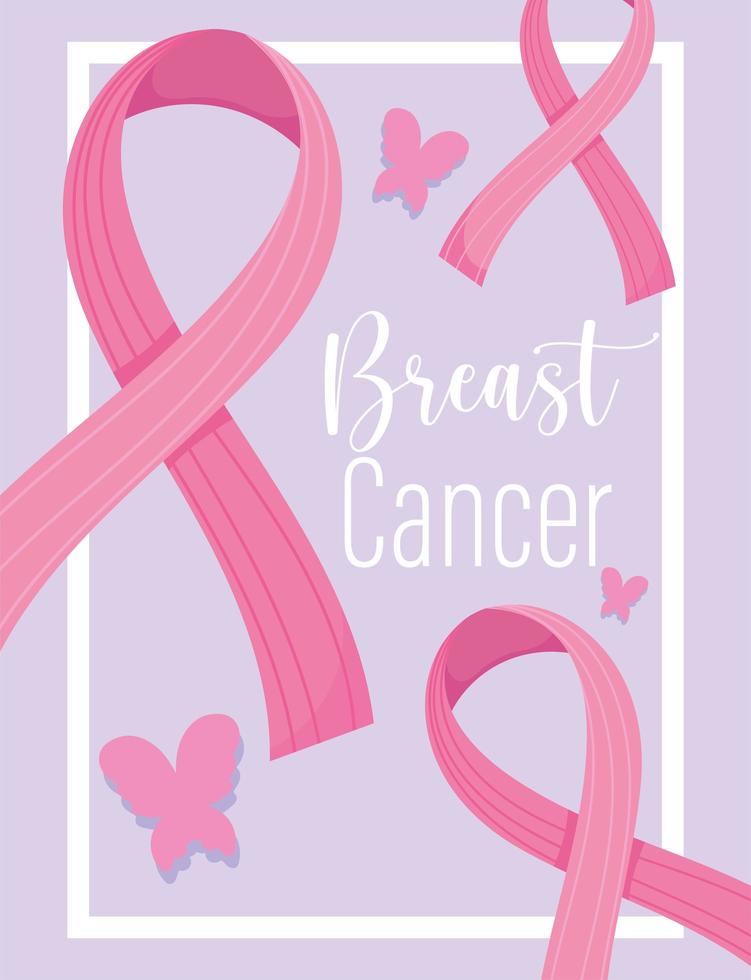borstkanker bewustzijn maand poster met roze linten vector