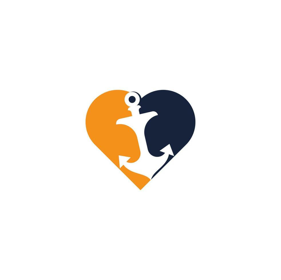 anker hart vorm concept vector logo ontwerp.
