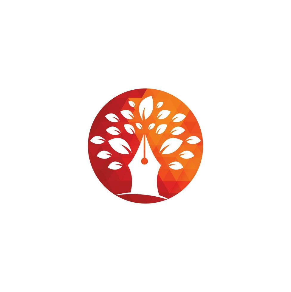pen boom logo ontwerp sjabloon. onderwijs en auteur gemeenschap logo. pen boom blad creatief bedrijf logo ontwerp vector