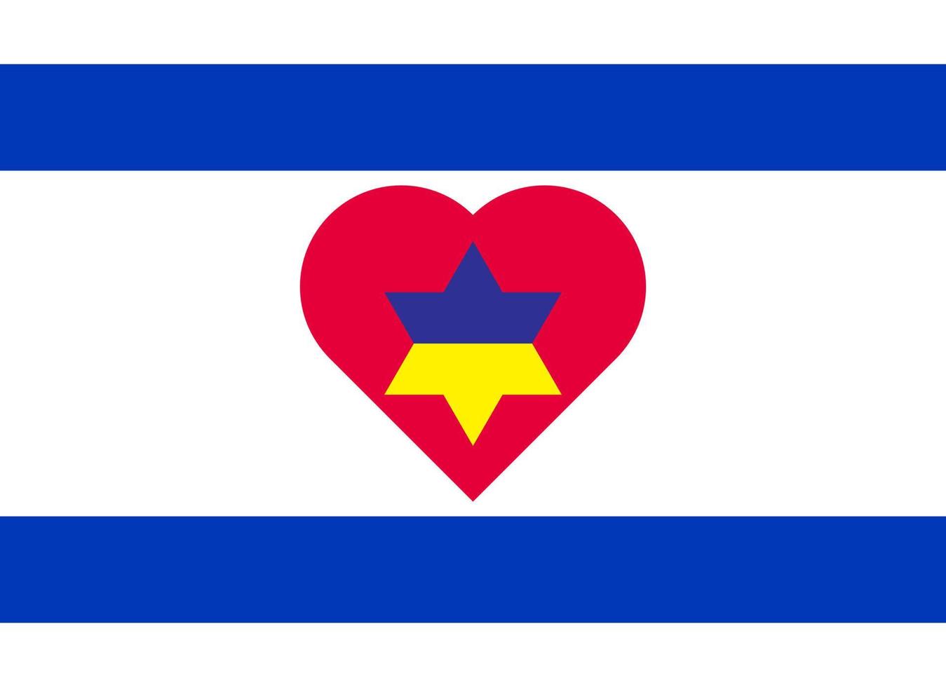 een hart geschilderd in de kleuren van de vlag van Oekraïne Aan de vlag van Israël. vector illustratie van een blauw en geel hart Aan de nationaal symbool.