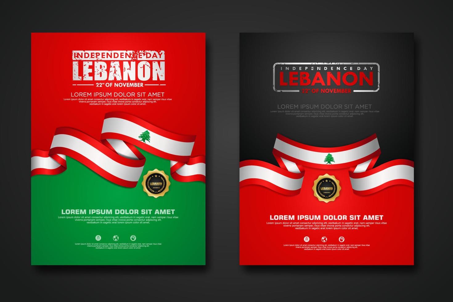 reeks poster ontwerp Libanon onafhankelijkheid dag achtergrond sjabloon vector