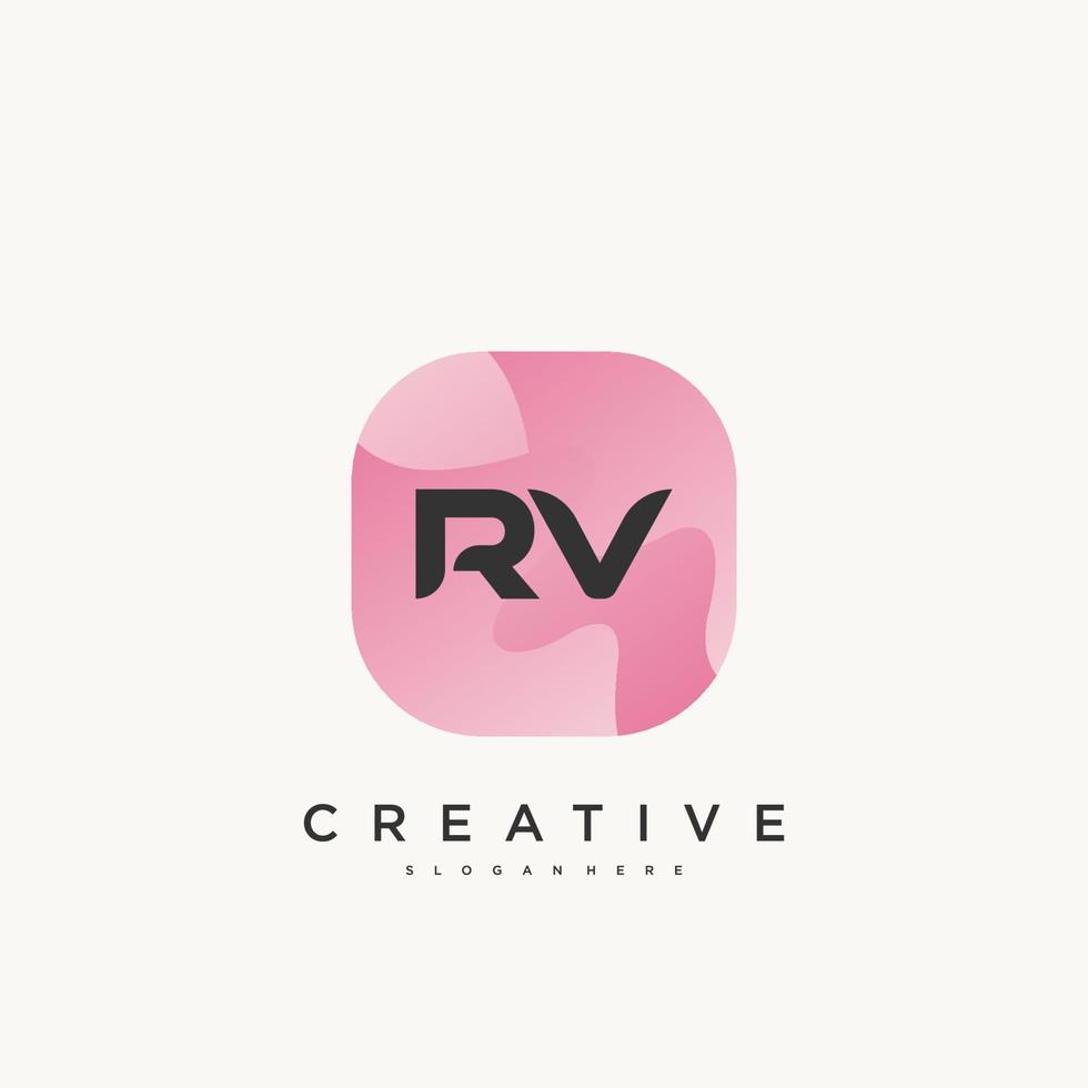 rv eerste brief logo icoon ontwerp sjabloon elementen met Golf kleurrijk kunst. vector