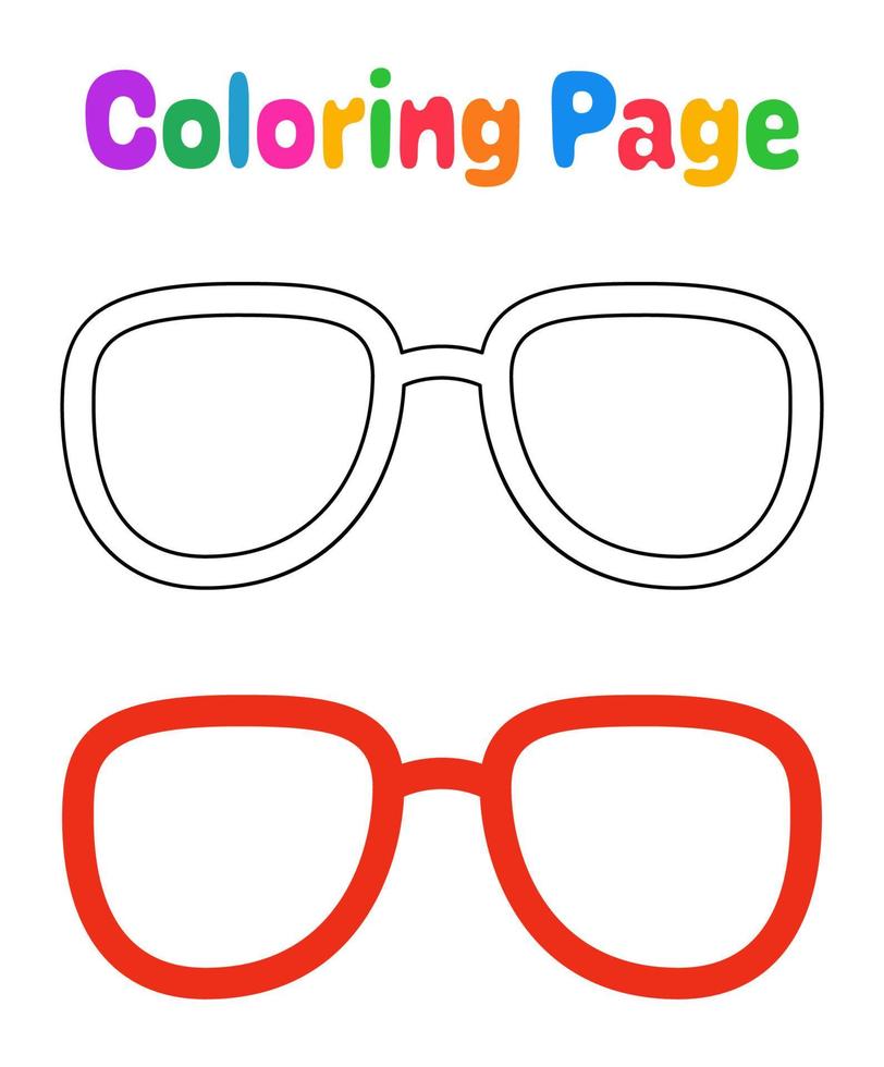 kleurplaat met bril voor kinderen vector