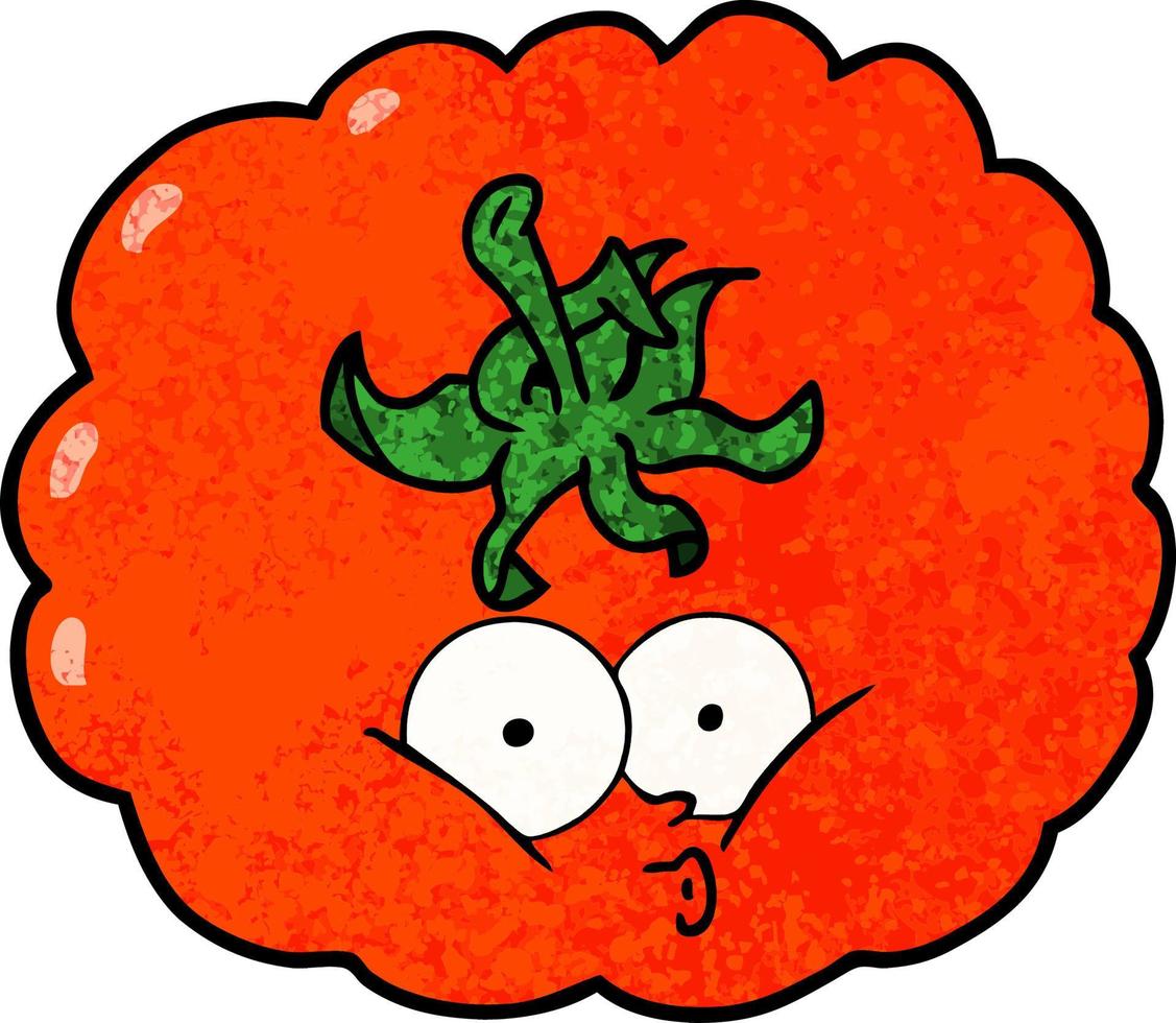 retro grunge structuur tekenfilm schattig tomaat vector