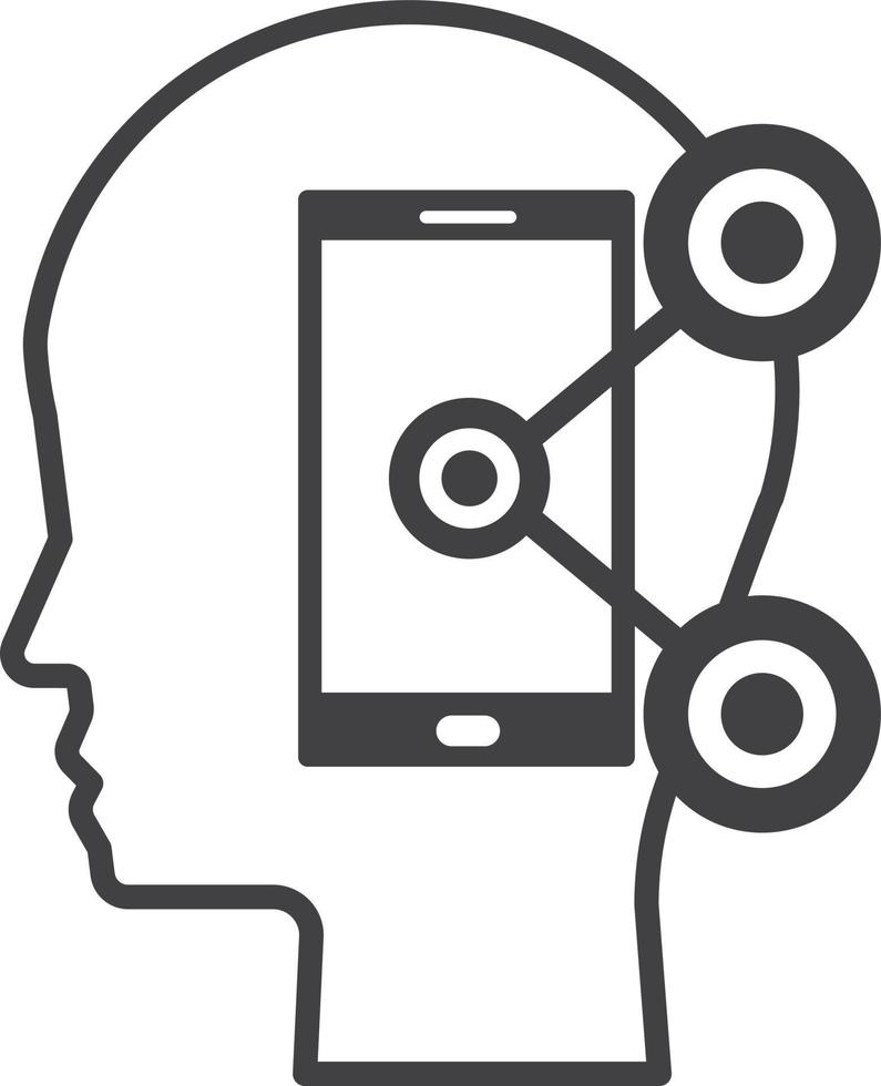 menselijk hoofd en smartphone illustratie in minimaal stijl vector