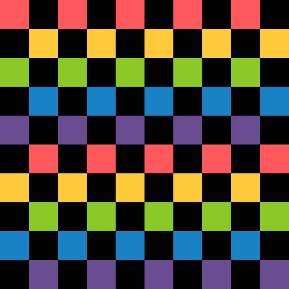 zwarte en regenboog vierkanten naadloze pattern.checkered vlag. vectorillustratie. vector