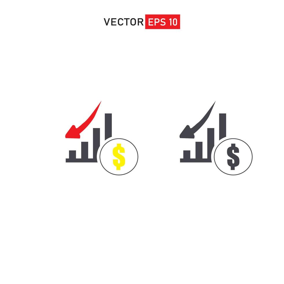 dollar prijs laten vallen vallend prijzen en bedrijf neergang, financieel schuld icoon inflatie vector