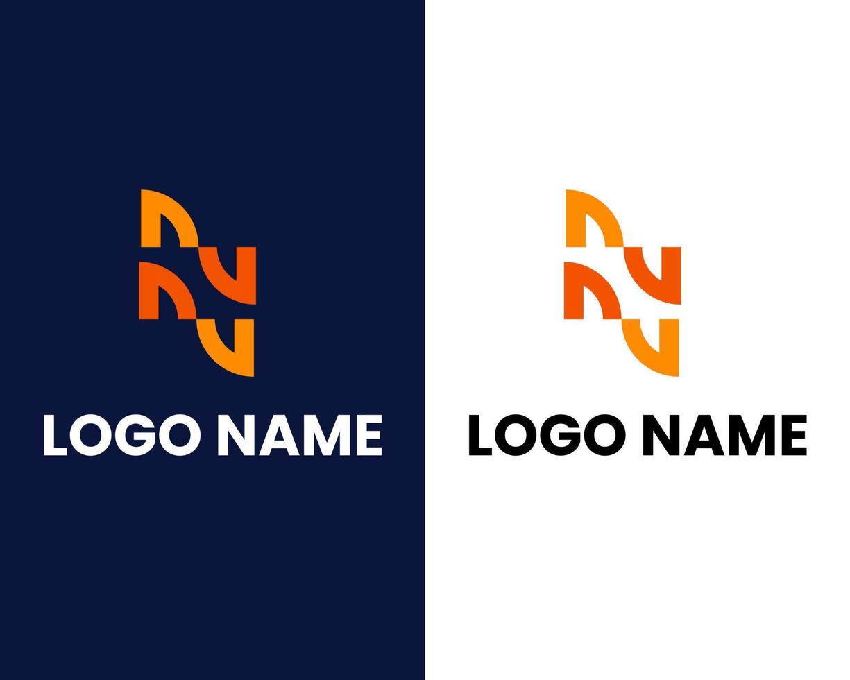 brief n en u Mark modern logo ontwerp sjabloon vector
