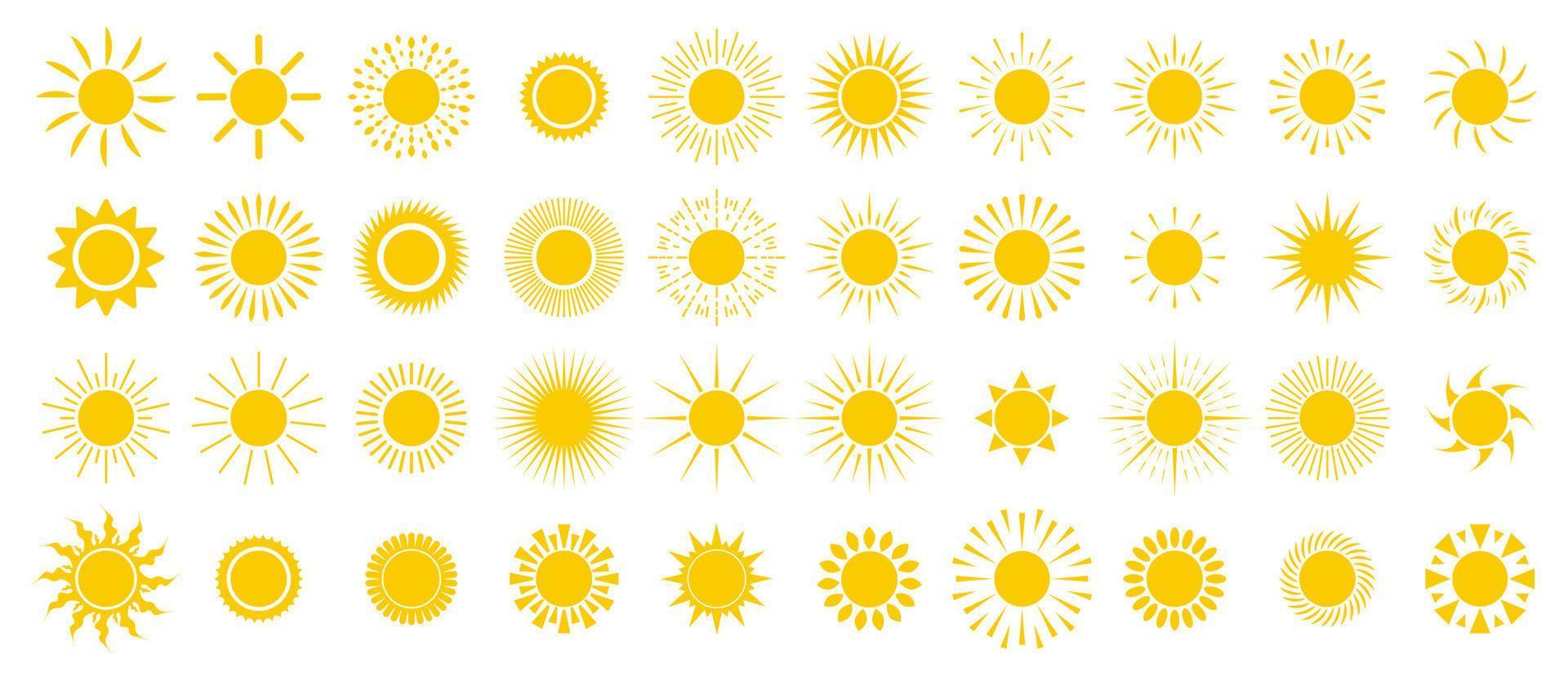 groot reeks van zon icoon . vector illustratie