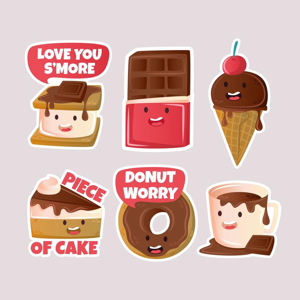 chocoladedag stickerset vector