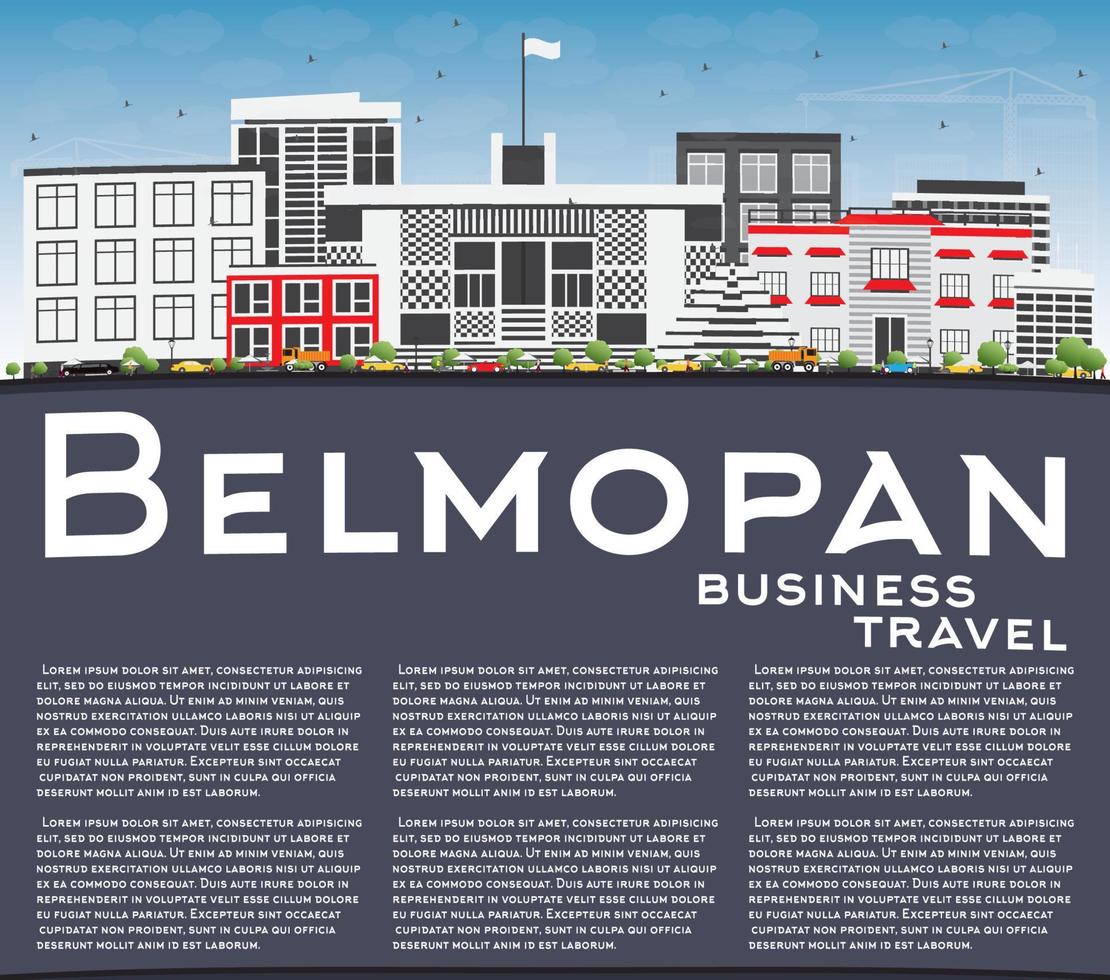 belmopan horizon met grijs gebouwen, blauw lucht en kopiëren ruimte. vector