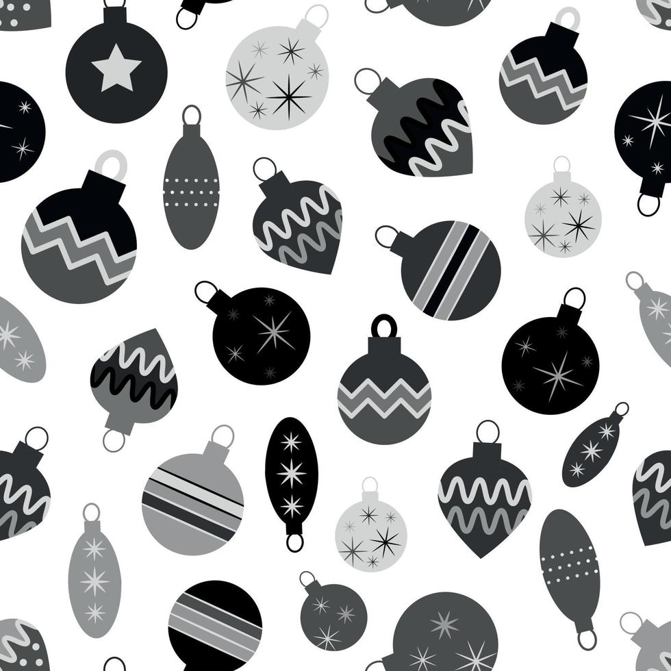 monochroom Kerstmis patroon met boom speelgoed. vector illustratie