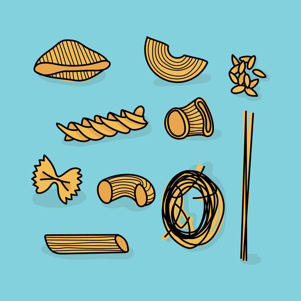 doodled pasta tekeningen vector
