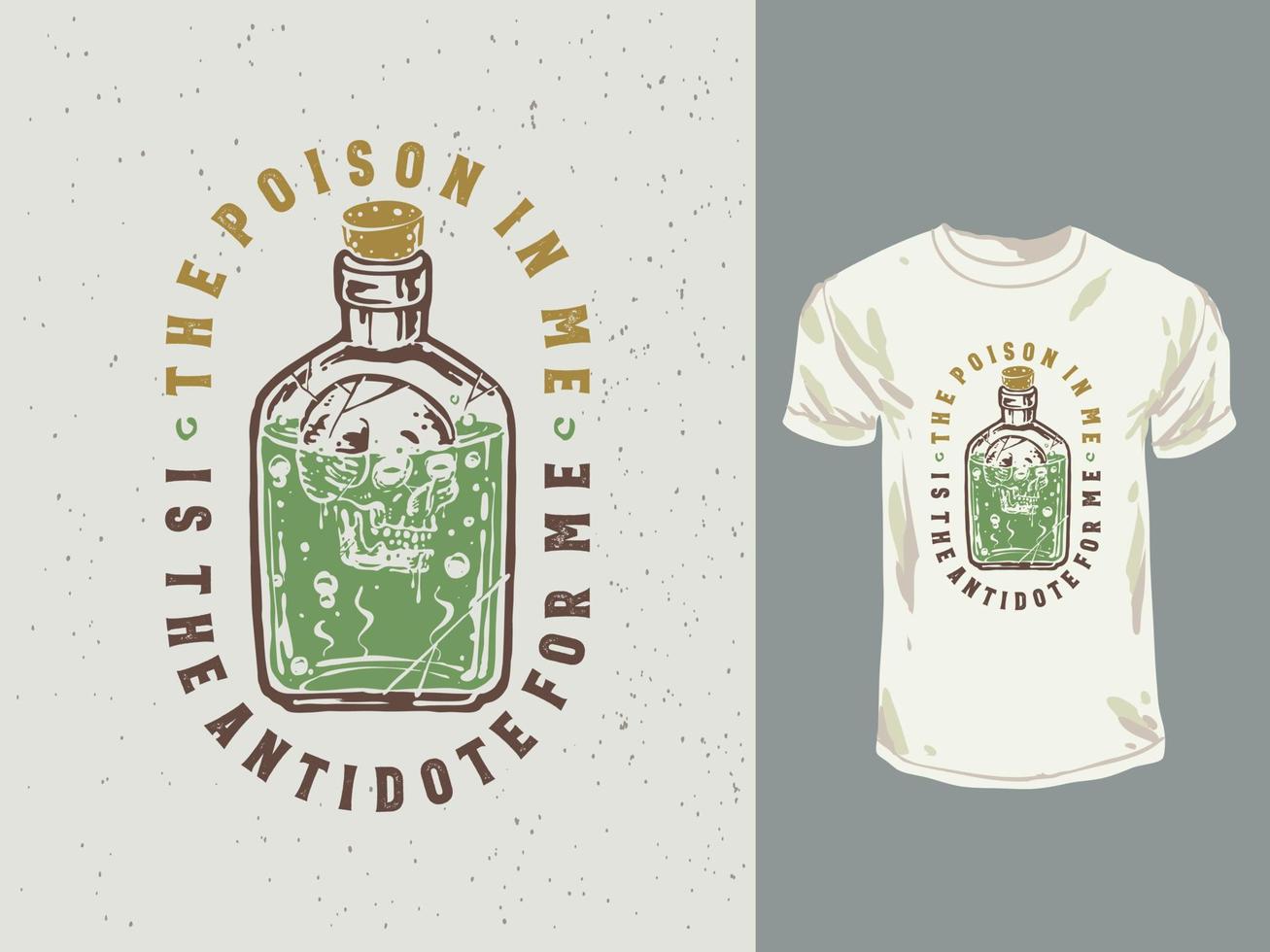 wijnoogst vergiftigen fles t-shirt ontwerp illustratie vector