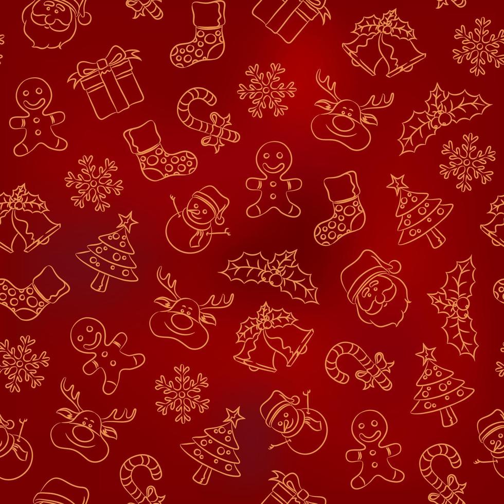 naadloos patroon van Kerstmis verwant doodles vector